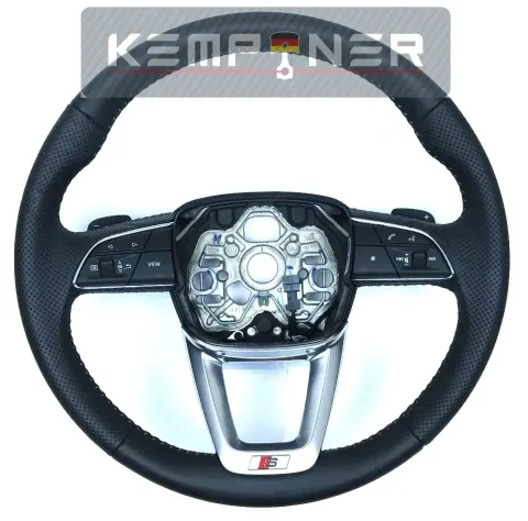 Background image for 8Y0419091C, Original Multifunktionslenkrad Leder gelocht Audi S-Line A3 S3 8Y Q3 F3